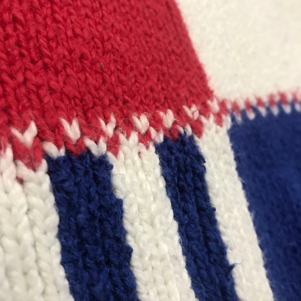 Vintage Crop Red White & Blue Mock-neck Sweater - Picture 7 of 11
